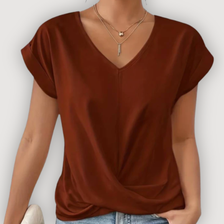 ARIA – DRAPED V-NECK BLOUSE